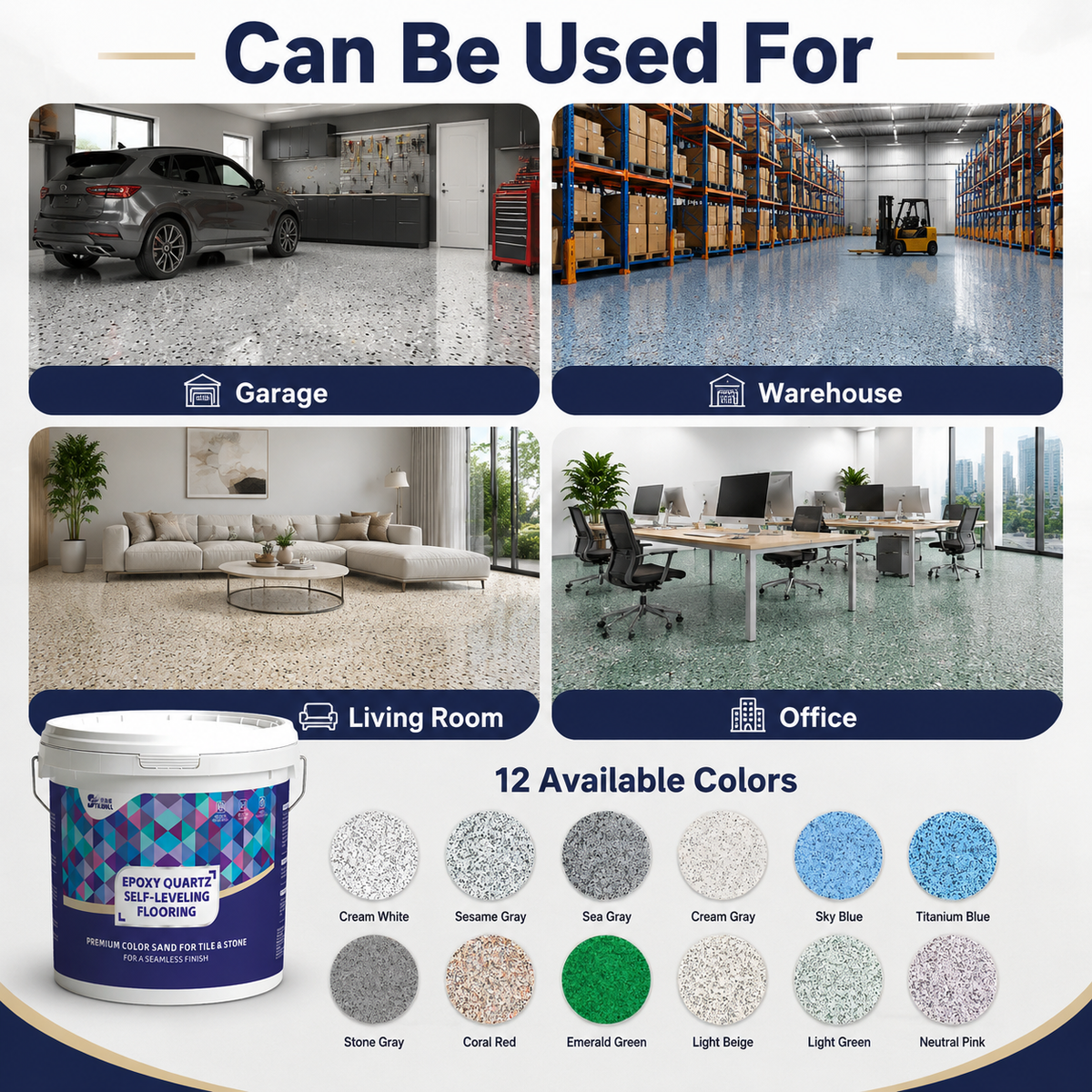 versatile application areas of Epoxy Colored Sand Flooring – 20kg Bucket