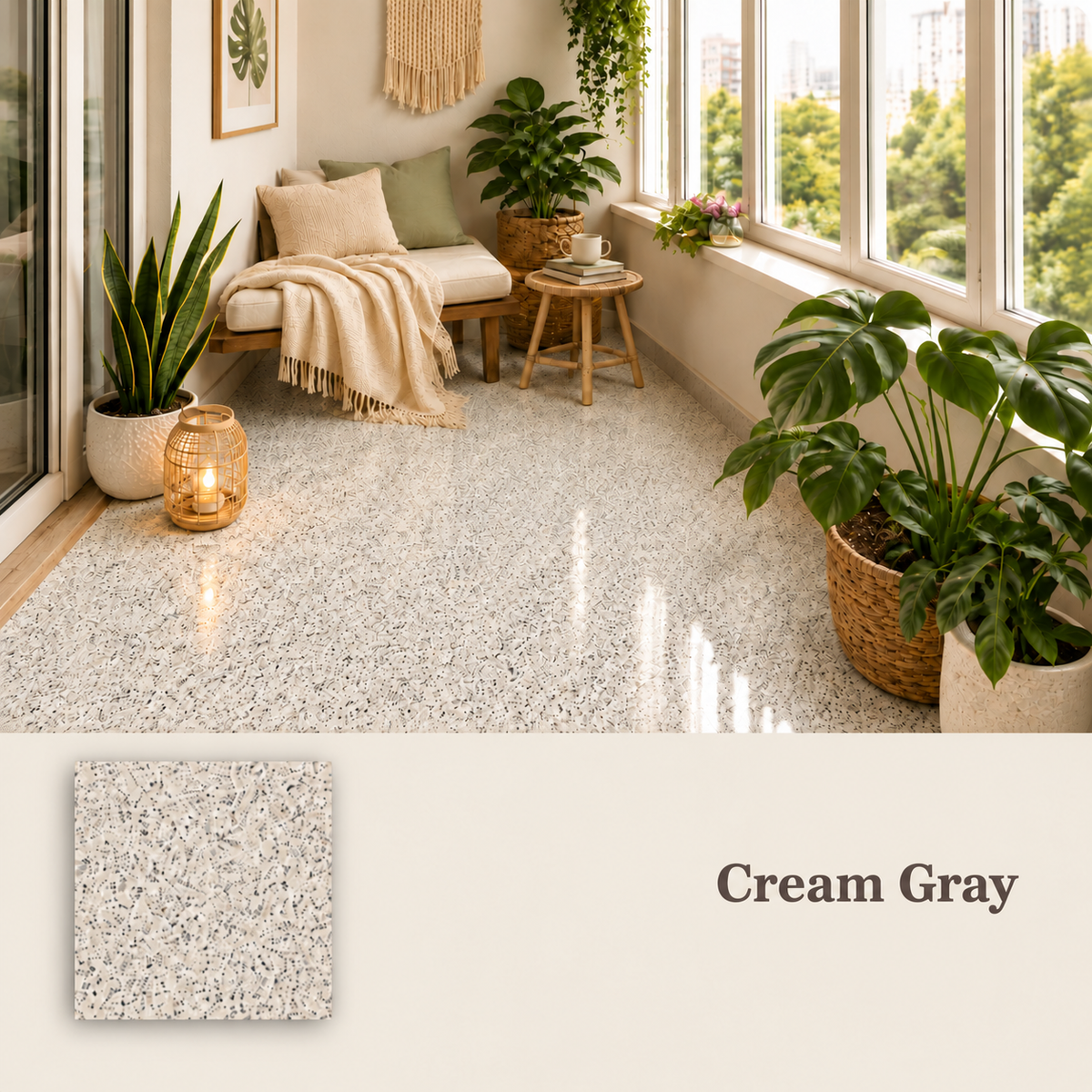 cream grey of Epoxy Colored Sand Flooring