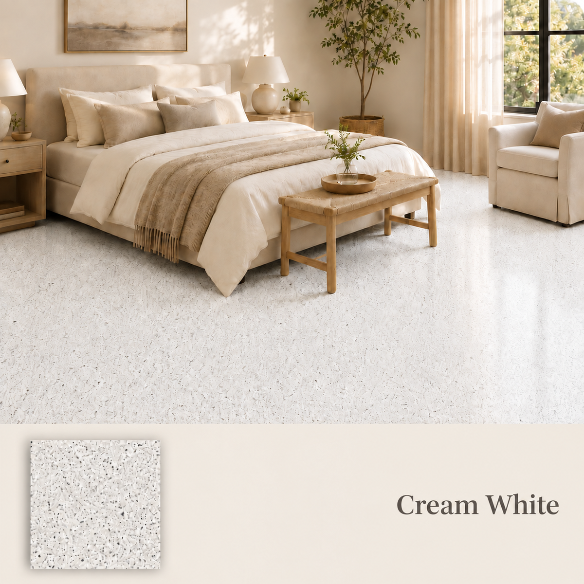 cream white of Epoxy Colored Sand Flooring